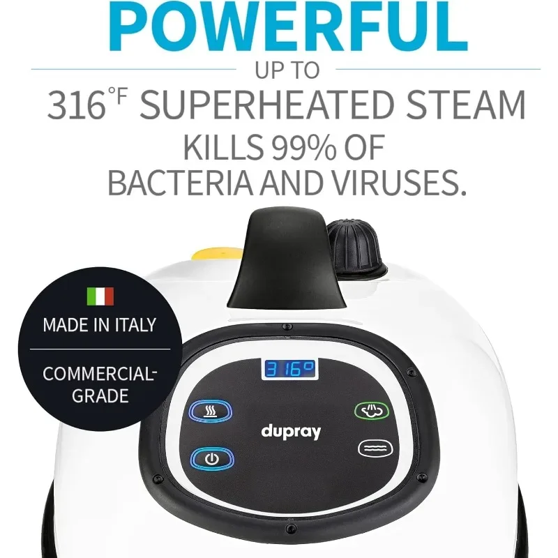 Dupray Tosca Steam Cleaner Commercial Steamer Made in Italy for High End Professional or Home Cleaning and Disinfection