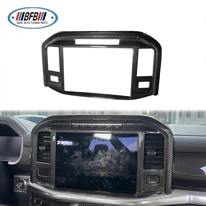 

Dry Carbon Fiber Interior Trim Center Console Navigation Panel Cover for Ford F150 2021up