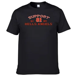 Camiseta 100% de algodón con estampado de Hells Angels, camisa de apoyo 81, N08