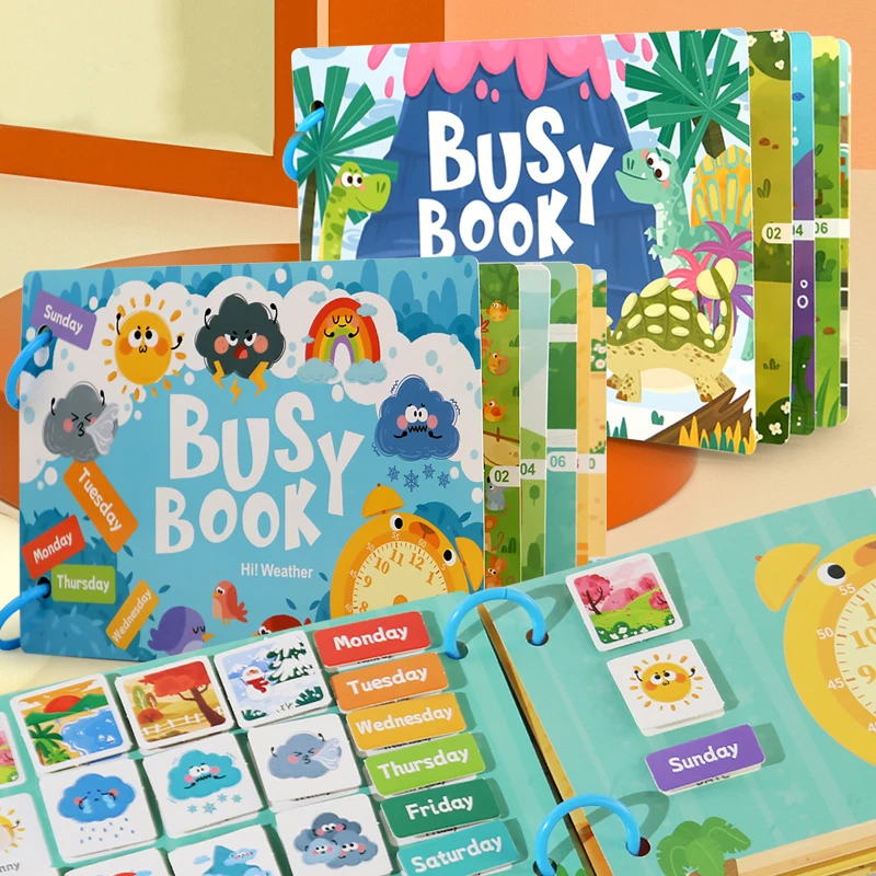 Busy Book for Kids, Animals Vehicles Dinosaurs Stickers, Matching Number & Letter Games, Interactive Learning Activity Book