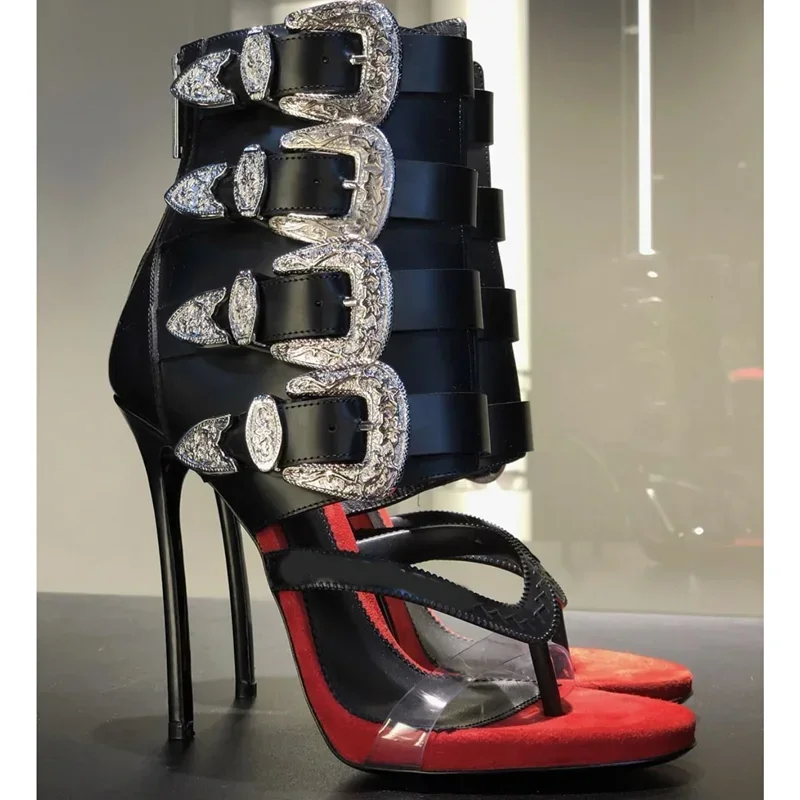 

Crystal Flip Toe Sandal Ankle Boots Sexy Pointed Toe Thin Heel Mixed Colors New Arrivals Fashion Women Modern Shoes