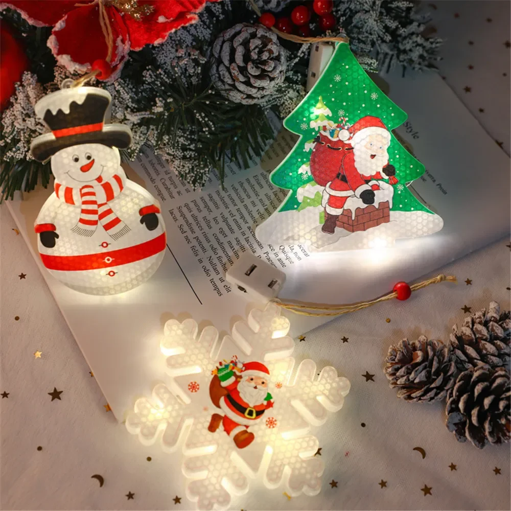 Christmas Tree Light Window Lamp Hanging Ornament Santa Claus Decoration Lights Star Snowman Indoor Lights Outdoor Tree Decor