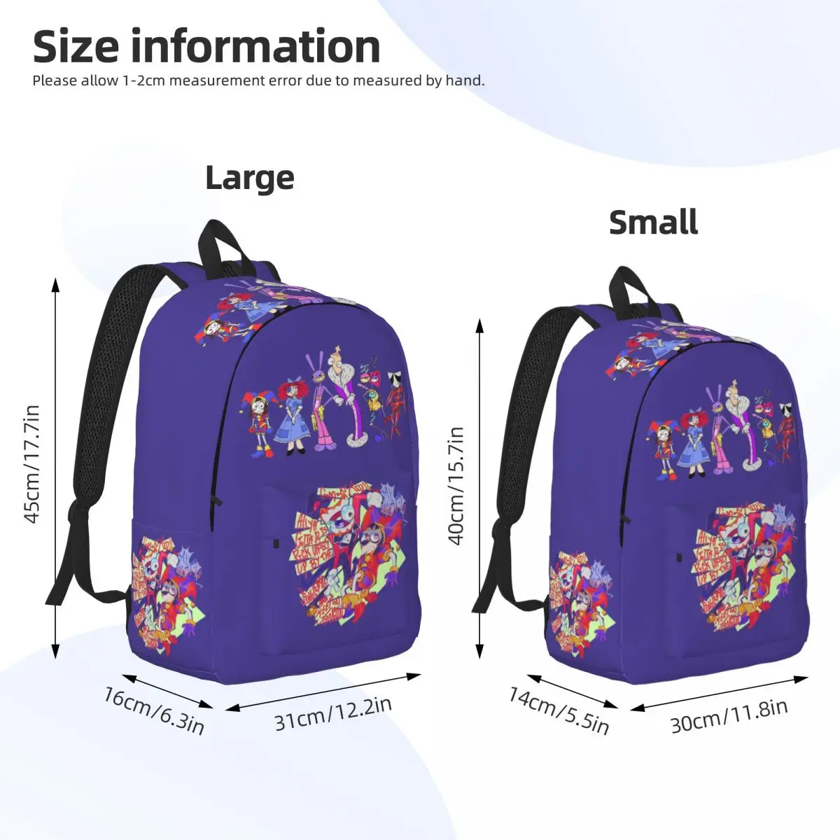 The Amazing Digital Circus Art TV Series Mochila para estudantes ao ar livre, mochila de viagem para homens e mulheres, sacos de lona portátil, moda