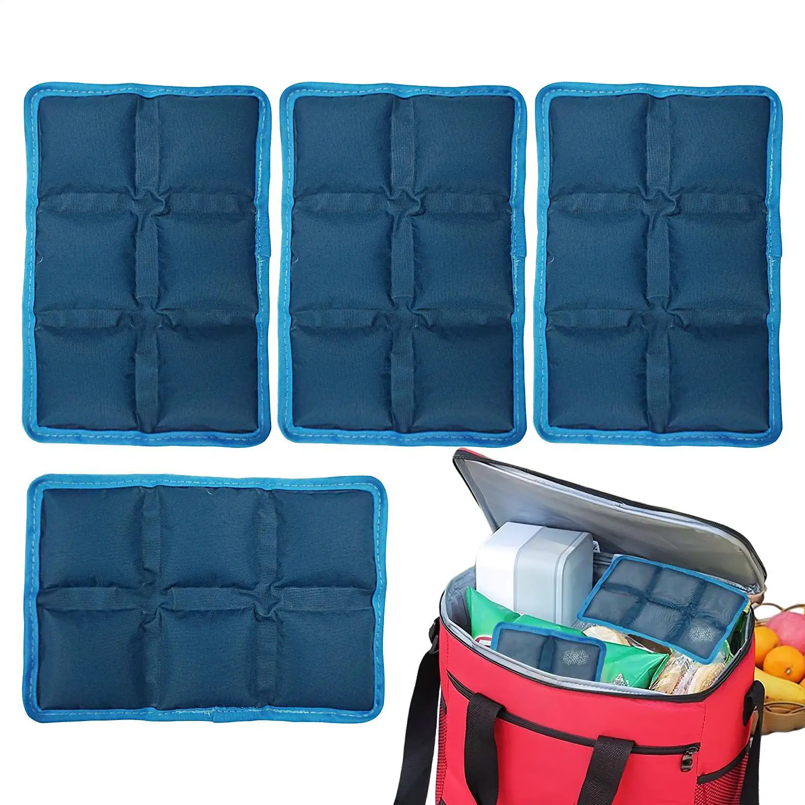 Wiederverwendbarer Eisbeutel-Kühler für Lunchboxen, kalte Gel-Tasche, kompakte, waschbare Eis-Gel-Packungen für Camping, Wandern, Strand, Outdoor-Aktivitäten
