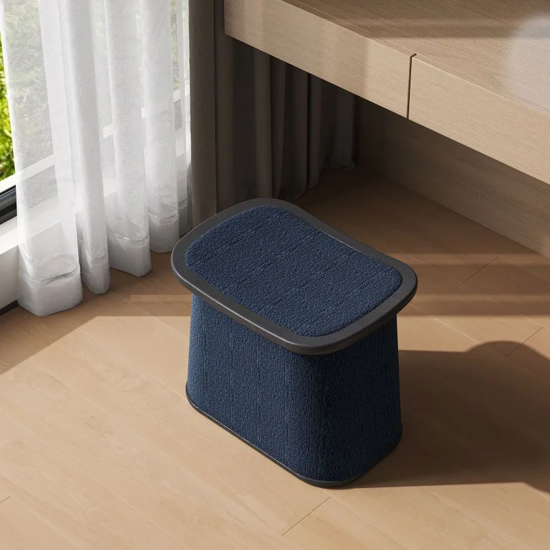 High-end light luxury ash solid wood low stool, tea stool, modern simple household bedroom fabric saddle stool, dressing stool