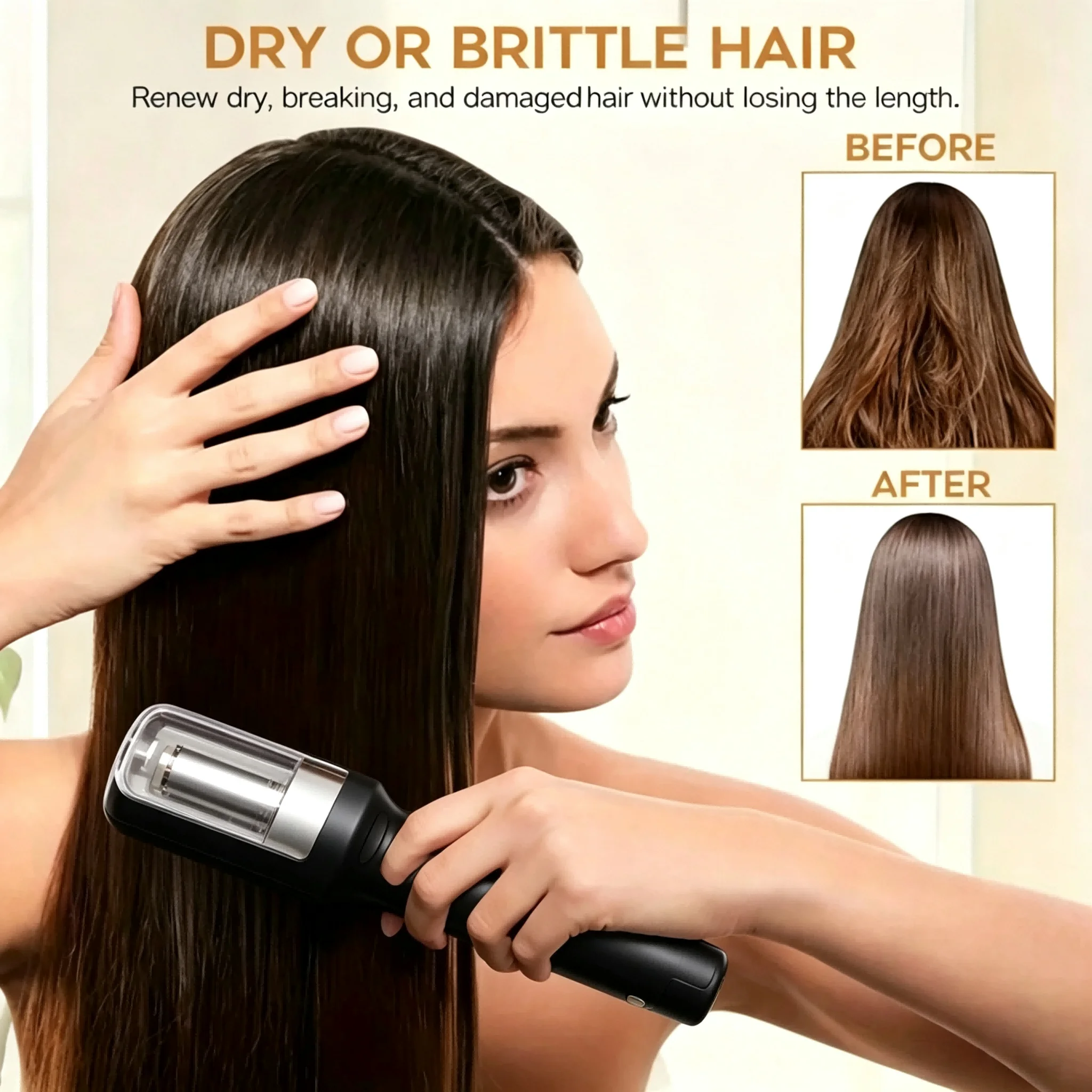 Rechargeable cordless split hair clipper, split hair trimmer, removes damaged hair, hair care color,