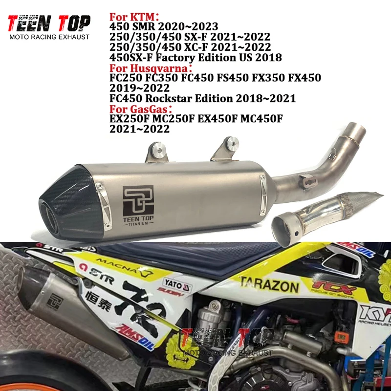 

Titanium Dirt Bike Exhaust Pipe For Husqvarna FX450 FS450 FS350 FC450 FC350 FC250 Slip-on Exhaust Muffler Escape Moto Silencieux