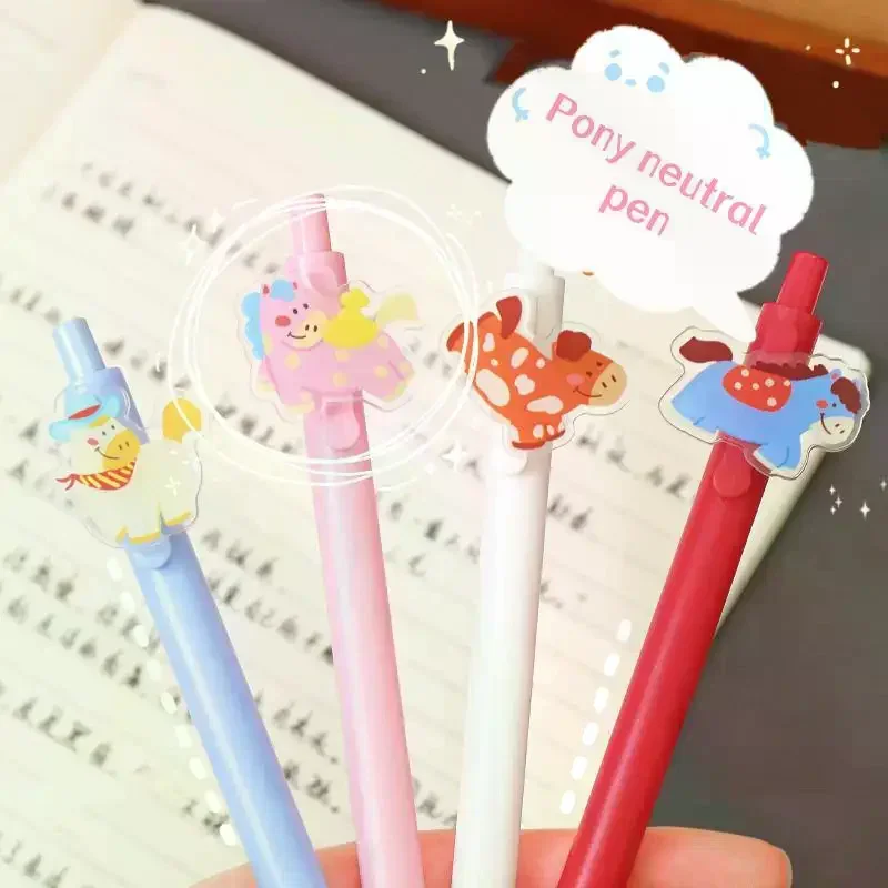 

5/6 шт., нейтральная ручка с милым пони, акриловая декоративная гелевая ручка, быстросохнущая нейтральная ручка, студенческие канцелярские принадлежности, офисные канцелярские принадлежности
