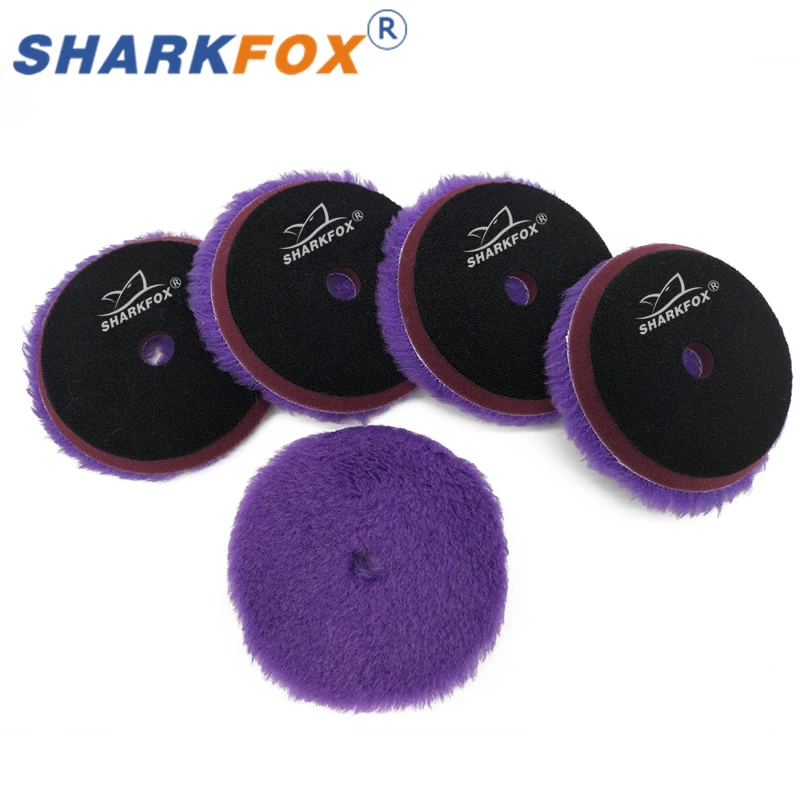 Sharkfox 5Pcs/lot 5/6 inch purple Woolen Polishing Pad Car Paint Polishing Buffing Wool Pad For Waxing Buffer Polisher Use ﻿