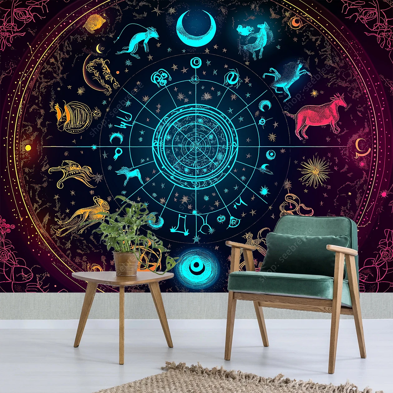 زودياك علم التنجيم نسيج الأبراج النابضة بالحياة ابراج الرموز التأمل الروحي مكتب المنزل عنبر ديكور غرفة نوم هدية #2