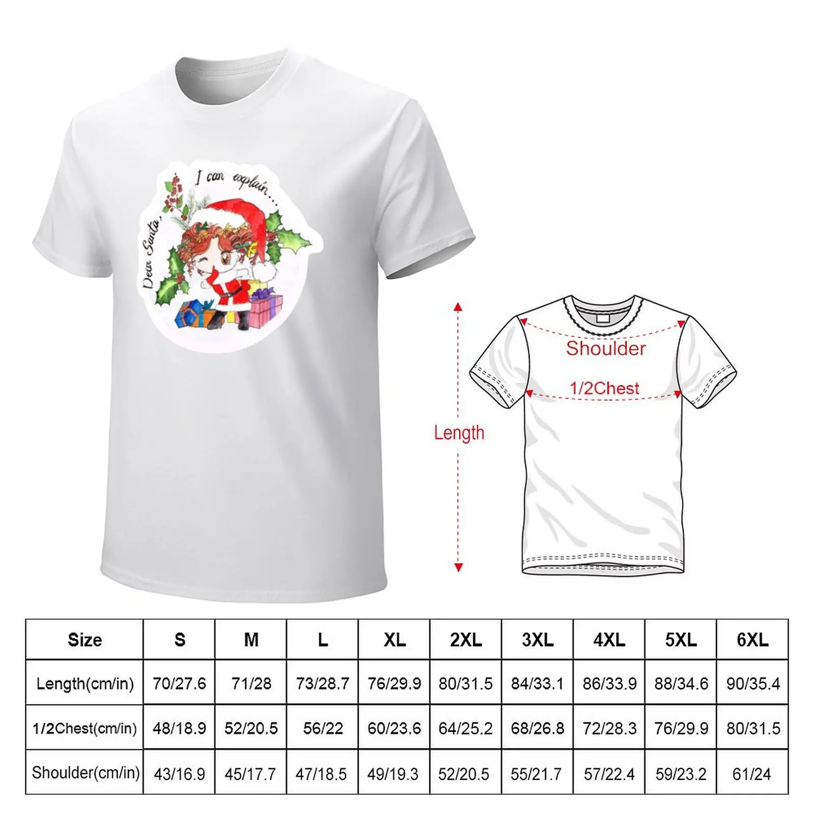 Kawaii Anime Christmas chibi Santa Girl Holiday scheme - Dear Santa, I can explain... T-Shirt quick drying mens cotton t shirts