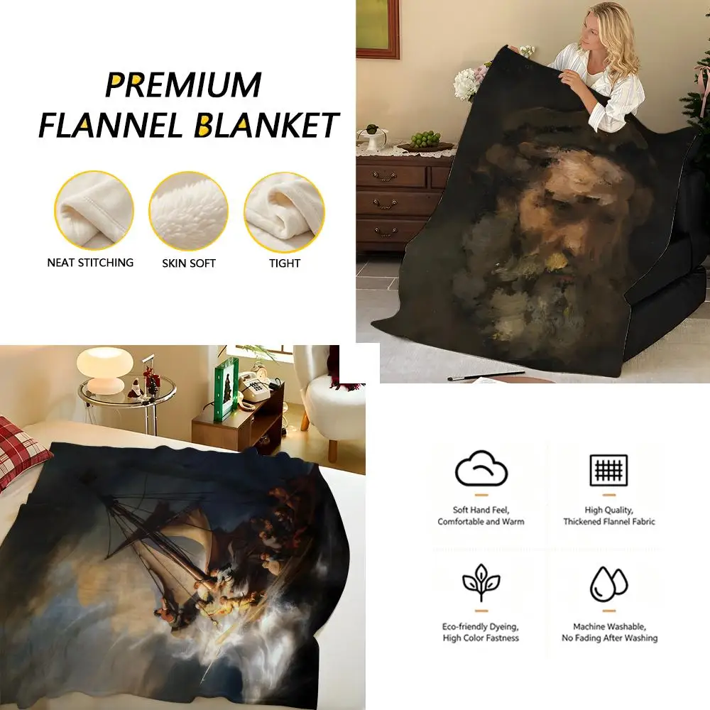 Artist R-Rembrandt V-Van R-Rijn Throw Flannel Blanket, Soft Warm, Durable & Washable cute Cool