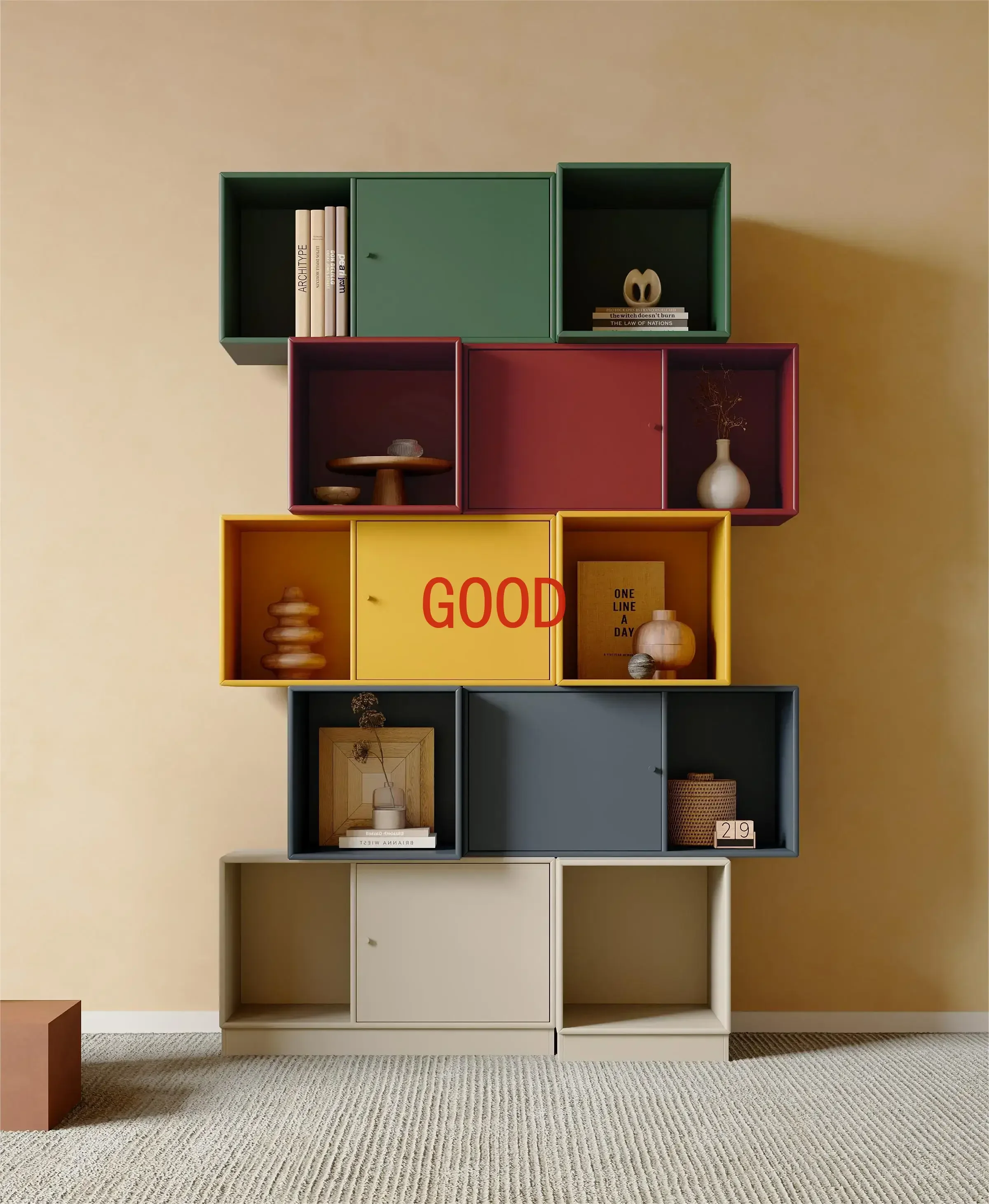 

Italian Minimalist Floor Bookcase Storage Cabinet Designer Modular Color Storage Rack Combination Home furniture