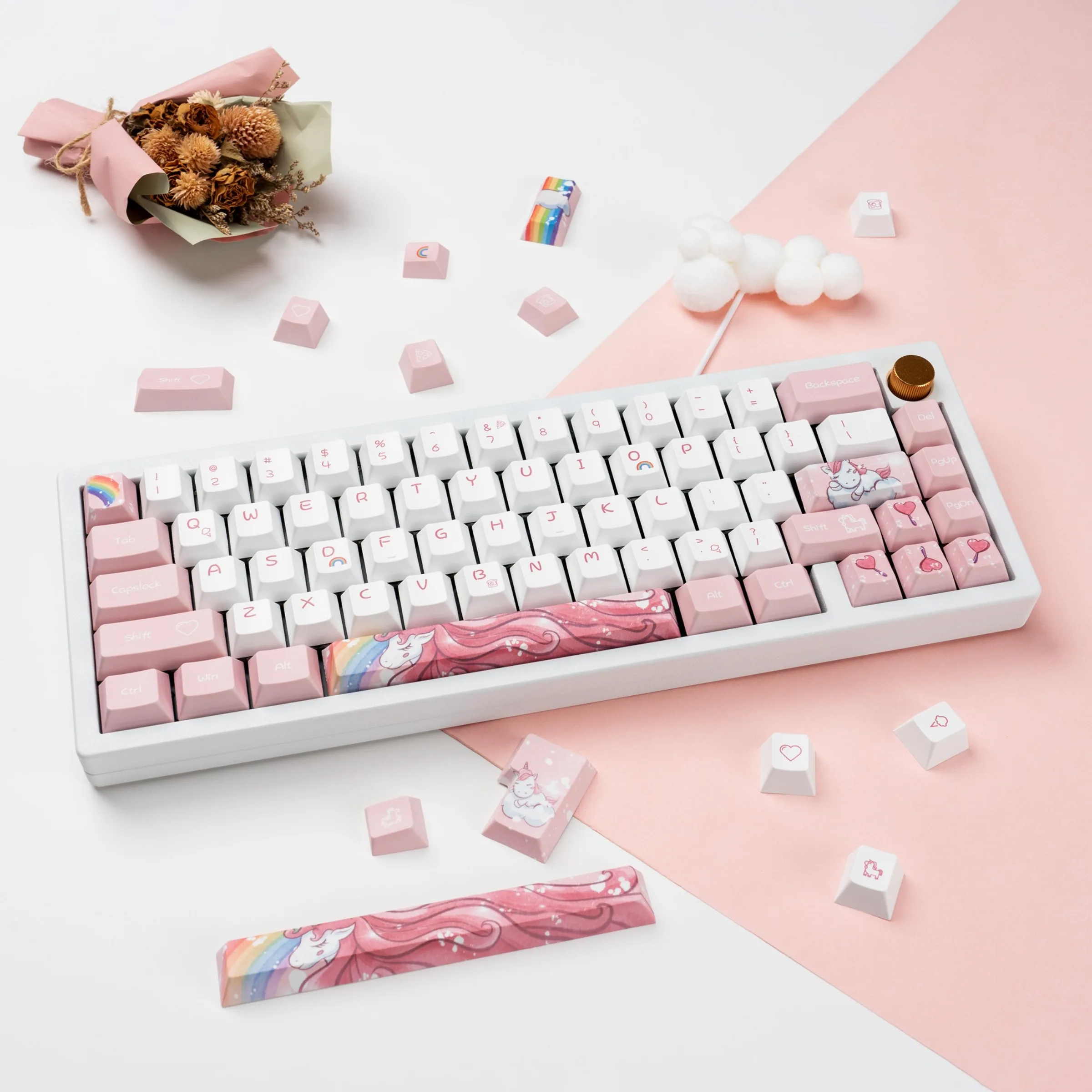 

135 Keys/set Rainbow Pony Keycaps PBT Dye Sublimation Cute Horse Key Caps Cherry Profile Lightproof Keycap For MX Switch