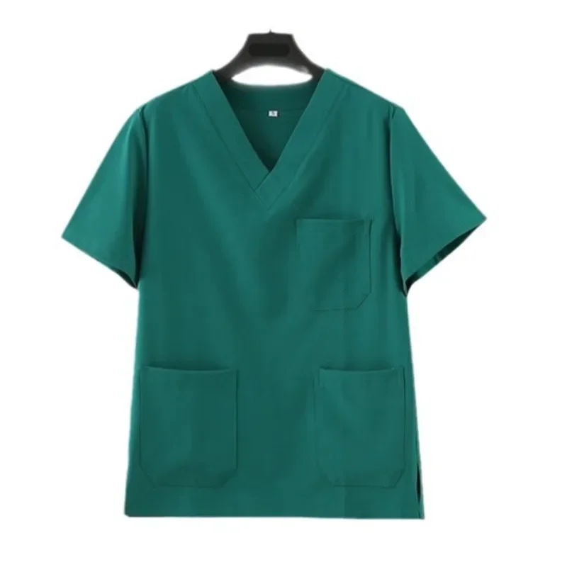 Uniforme da lavoro ospedaliera in tinta unita con fiocco spa sottile ad asciugatura rapida da donna |   Scrub da infermiera estiva unisex