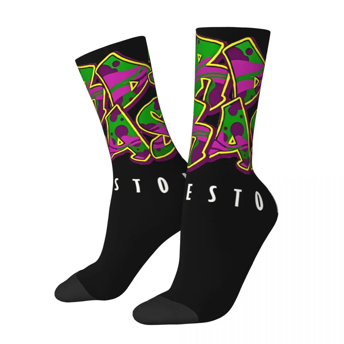 

Vintage Mardi Gras Galveston Texas Men's Socks Graffiti Style Art Unisex Harajuku Seamless Printed Crazy Crew Sock Gift