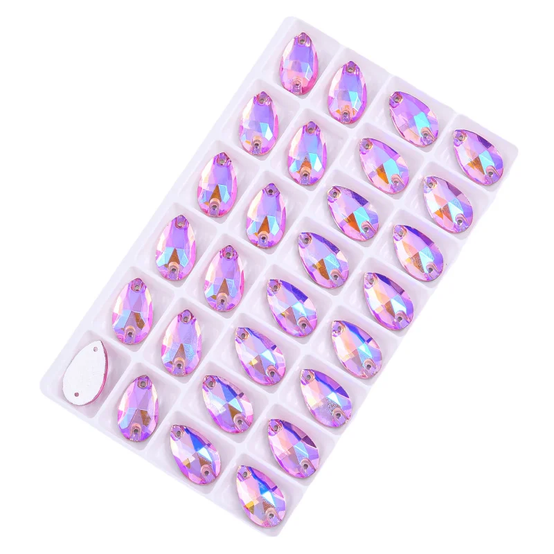 OLeeya Teardrop AB Series Glass Sew On Rhinestones Dress Rhinestone Crystals For Needlework Accessory Parts Diamond Stones DIY