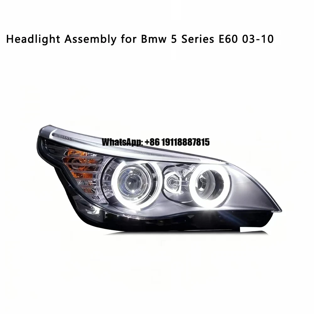 

LED Headlight Assembly Plug-and-Play 10000 Lumens for 03-10 for 5 Series E60 with Angel Eyes Xenon Headlights 12V 55W 6000K New