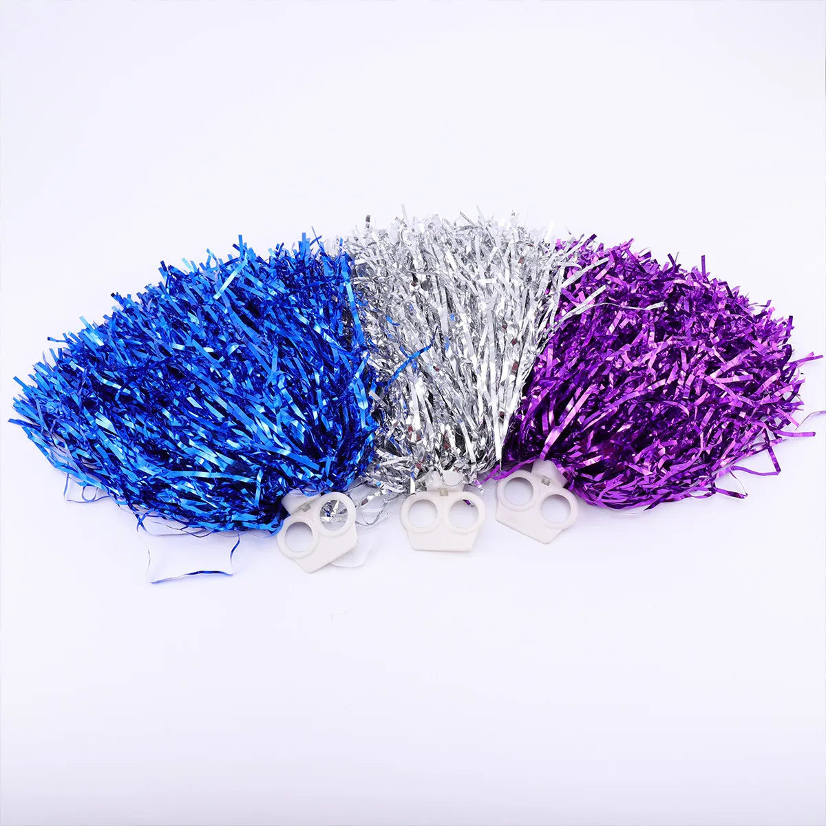 12Pcs Cheerleading Pom Poms Double Hole Mixed Color Plastic Balls for Aerobics School Sports Dance Party Cheering
