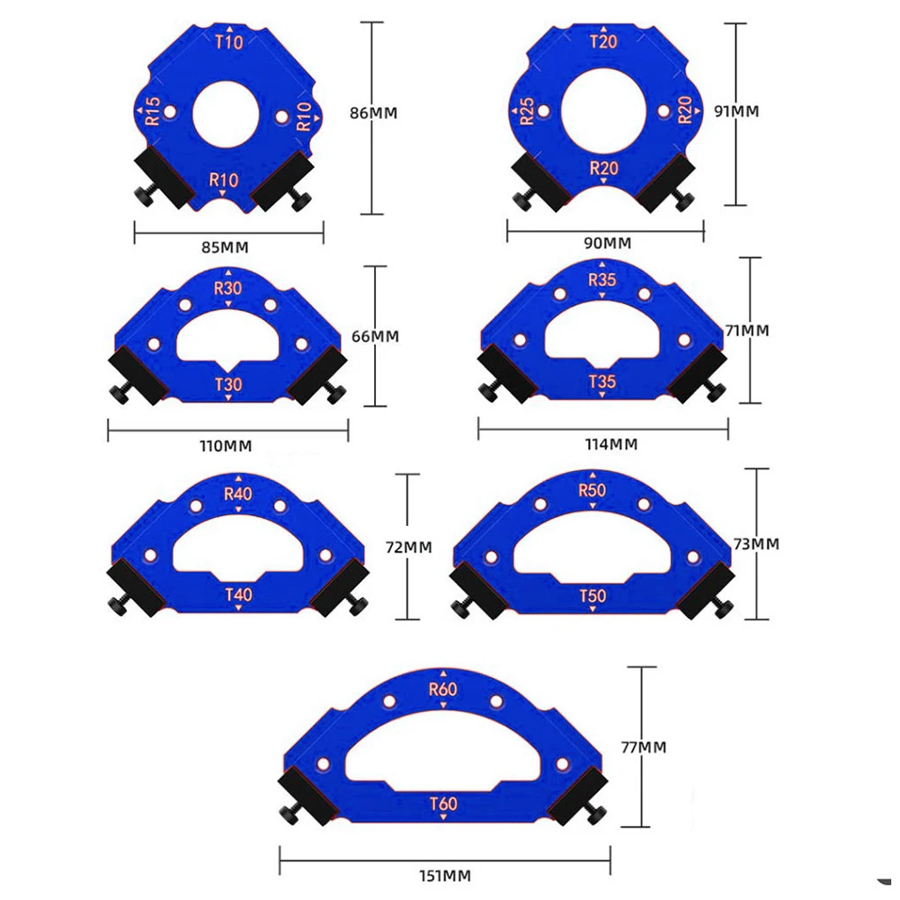

Aluminium Router Fixture Router Radius Templates Router Jig Curved Cutting Aids Detachable Clamps Multiple Fillet Sizes