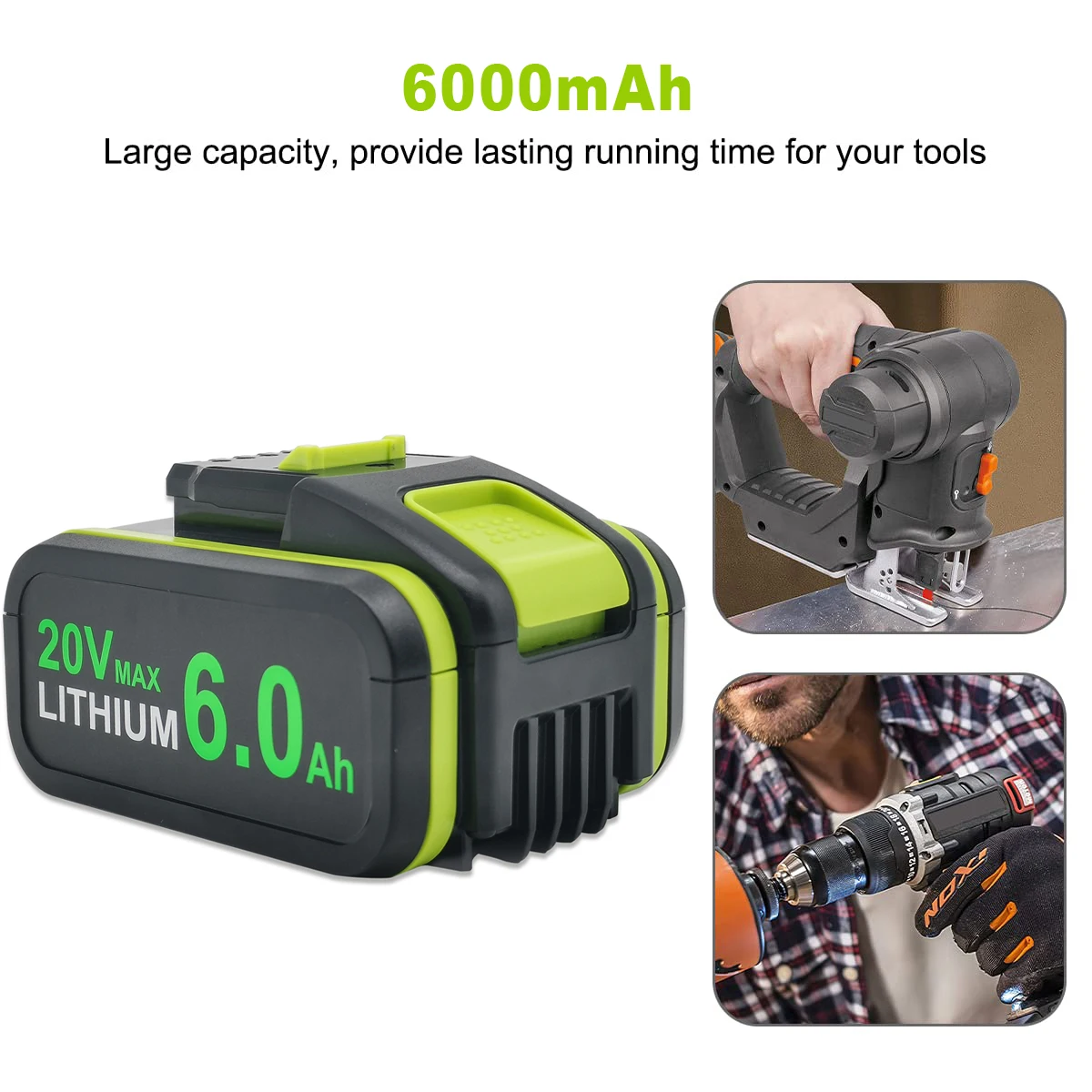 Powtree WA3553/WA3551 for Worx 20V Battery Replacement Li-Ion Cordless Power Tools WA3551 WA3572 WA3553 WX390 WX176 WX178 WU268