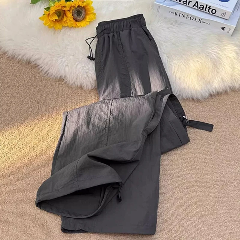 High Waist Drawstring Cargo Pants Women American Loose Lazy Jazz Dance Trousers Fashion Hip Hop Solid Running Sweatpants