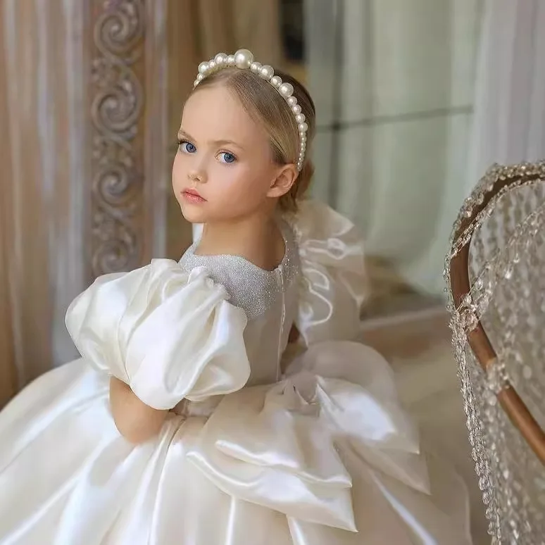 Kids Princess Dress Flower Girl Tulle Wedding Gown Pageant Runway Show Birthday Party Toddler Baby Girl Formal Fancy Outfit