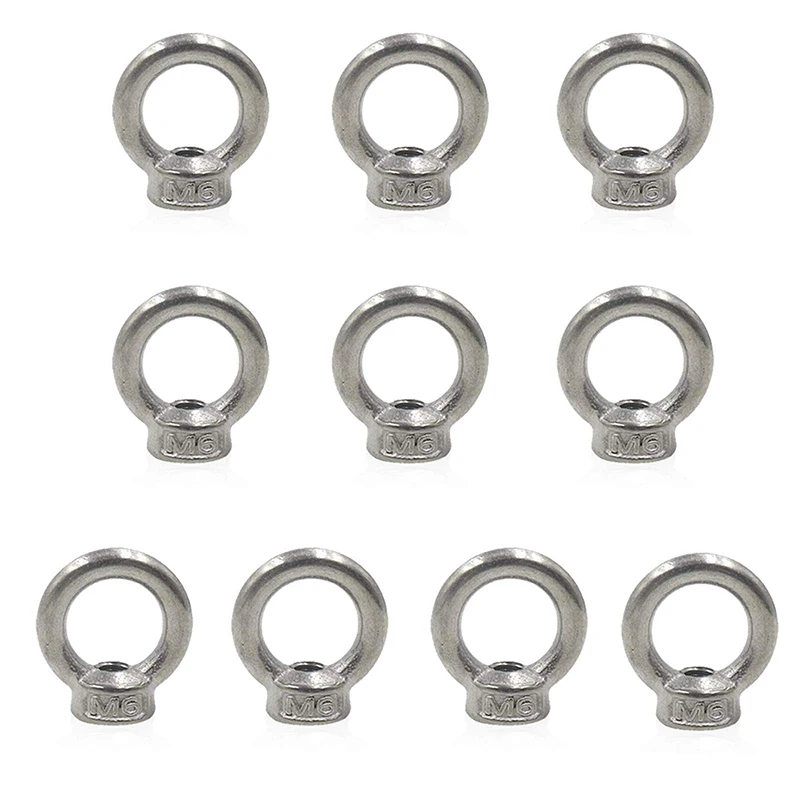 

10PCS M6/M8/M10 Metric Ring Shape Lifting Eye Nut 304 Stainless Steel Lifting Eye Threaded Nut Fastener