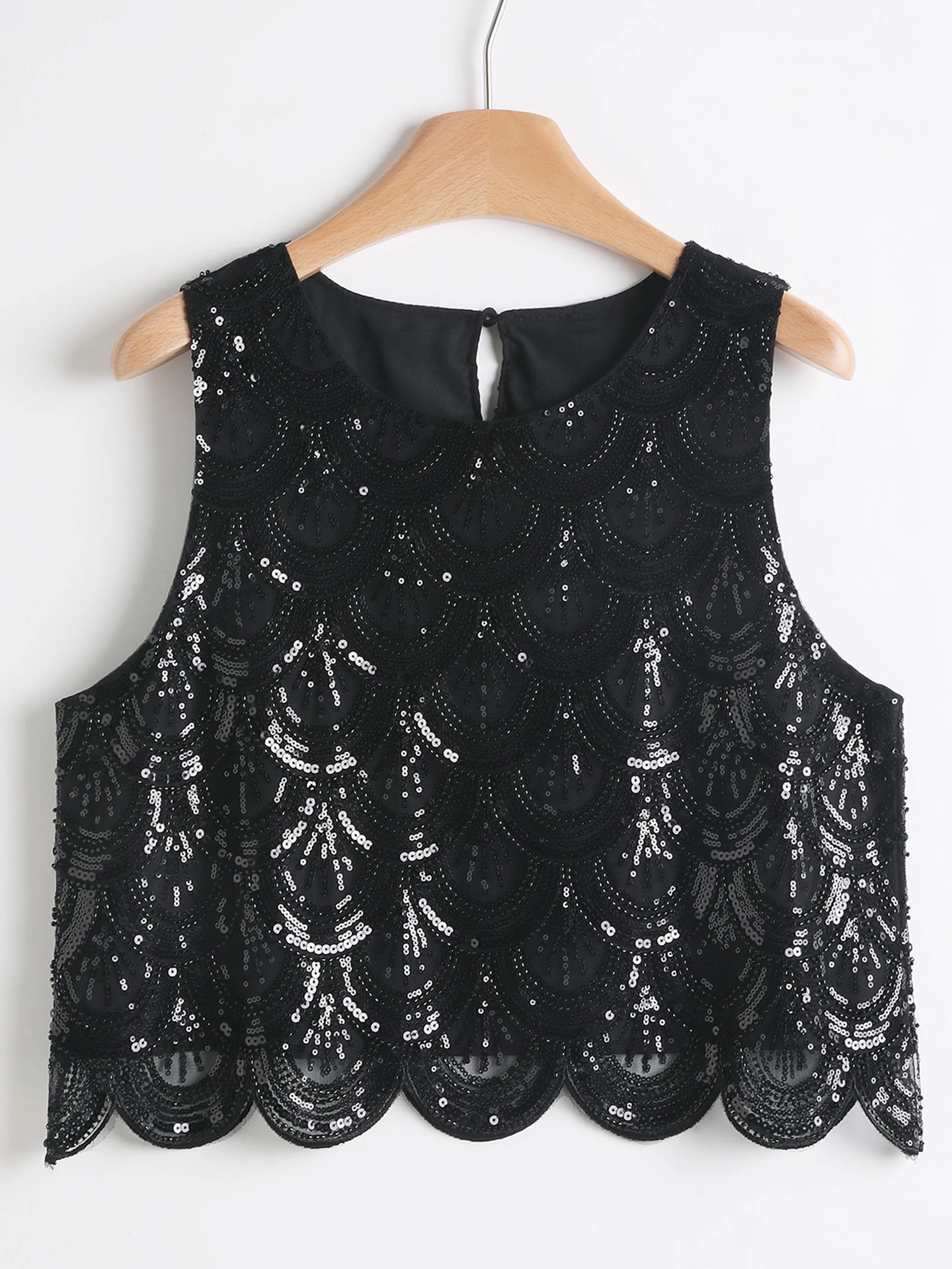 Top elegante e moderno para festas - camisa sem mangas com lantejoulas brilhantes, perfeita para uso diário - design texturizado.