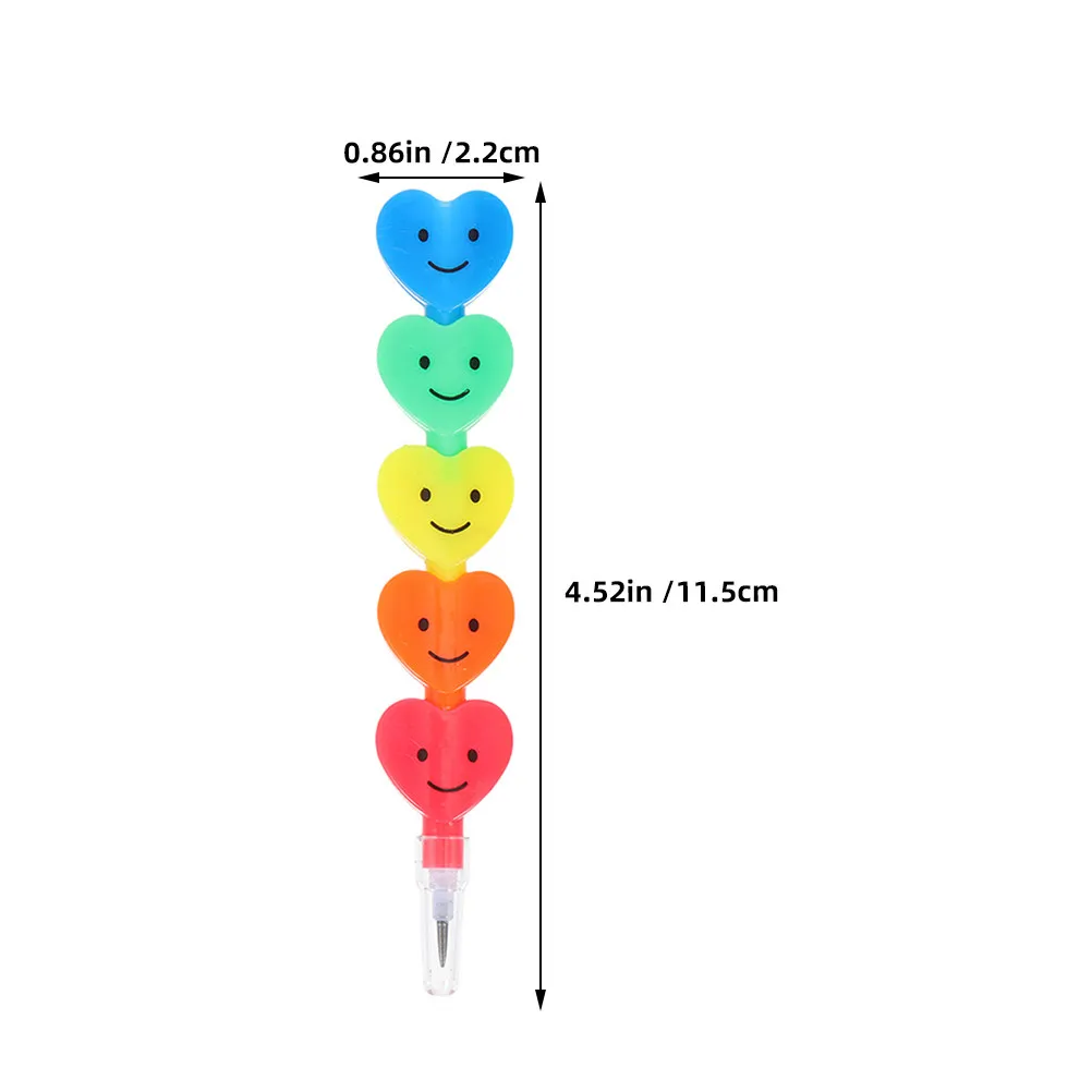 12Pcs Heart Shaped Stacking Pencils Creative Design Non-Sharpening Pencils Kids Writing Drawing Classroom Rewards Cute