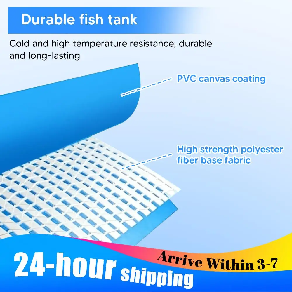 Above Ground Fish Tank with Frame & Drain Valve Transparent Fish Pond Clear Viewing Panel for Ornamental Fish & Outdoor Use