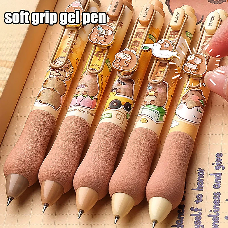 Gel Pen Quick Drying Capybara Soft Grip Writing Tools Black Ink Neutral Pen Gift