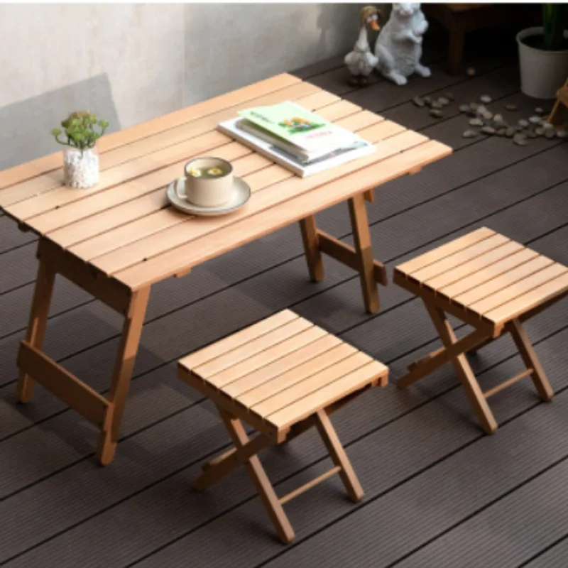 Beech Wood Camping Table Strong Firm Folding Picnic Table Garden Coffee Table Multiscene Suitable Outdoor Furniture