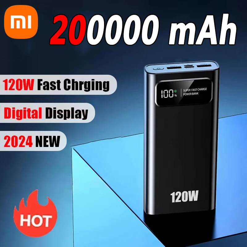 Xiaomi Power Bank 200000mAh 120W Super Fast Charging Ultralarge Capacity Digital Display Power Bank For iPhone External Battery 