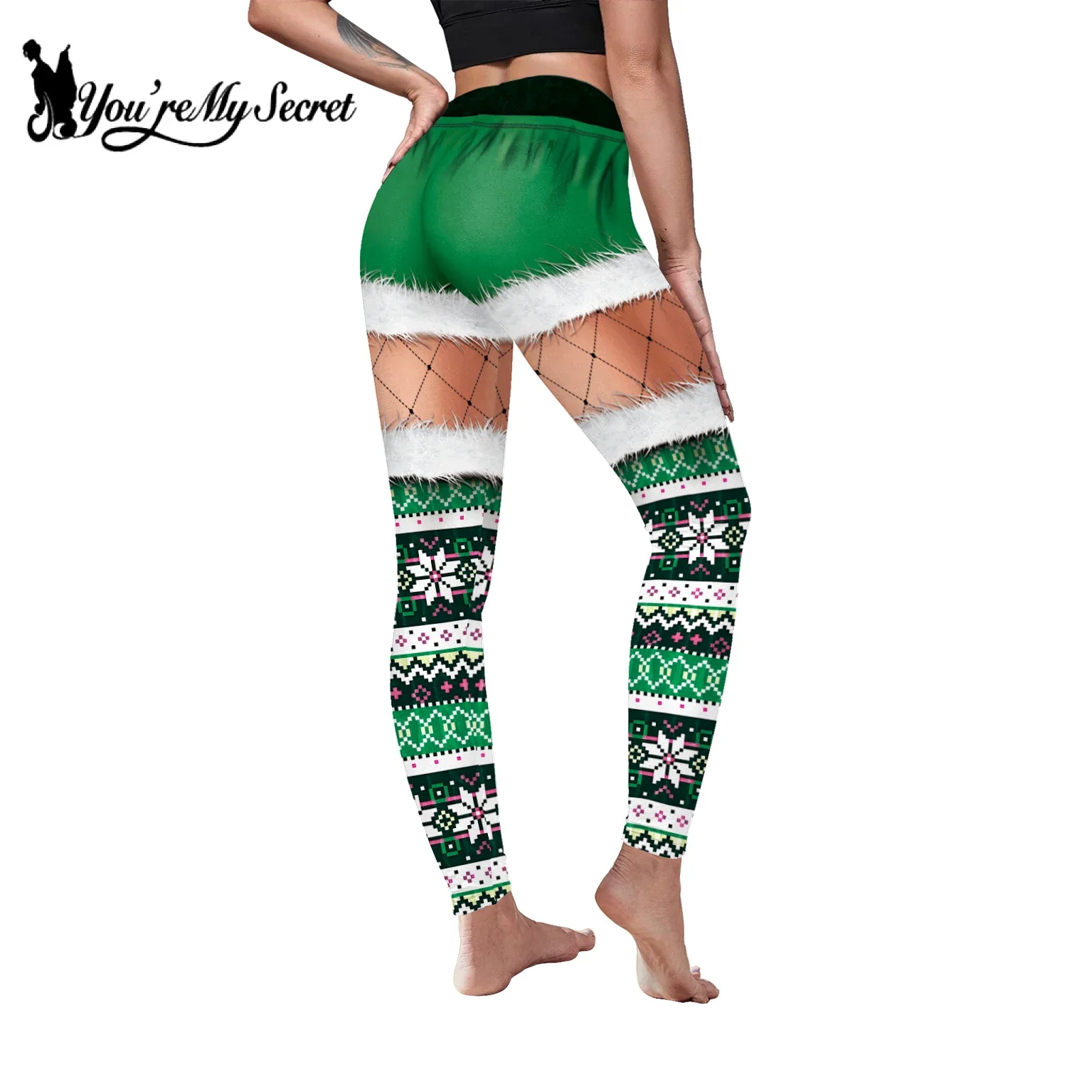 [Você é meu segredo] Leggings skinny para mulheres leggings primavera verde calças de festa casuais calças de ioga impressão 3D calças de folhas
