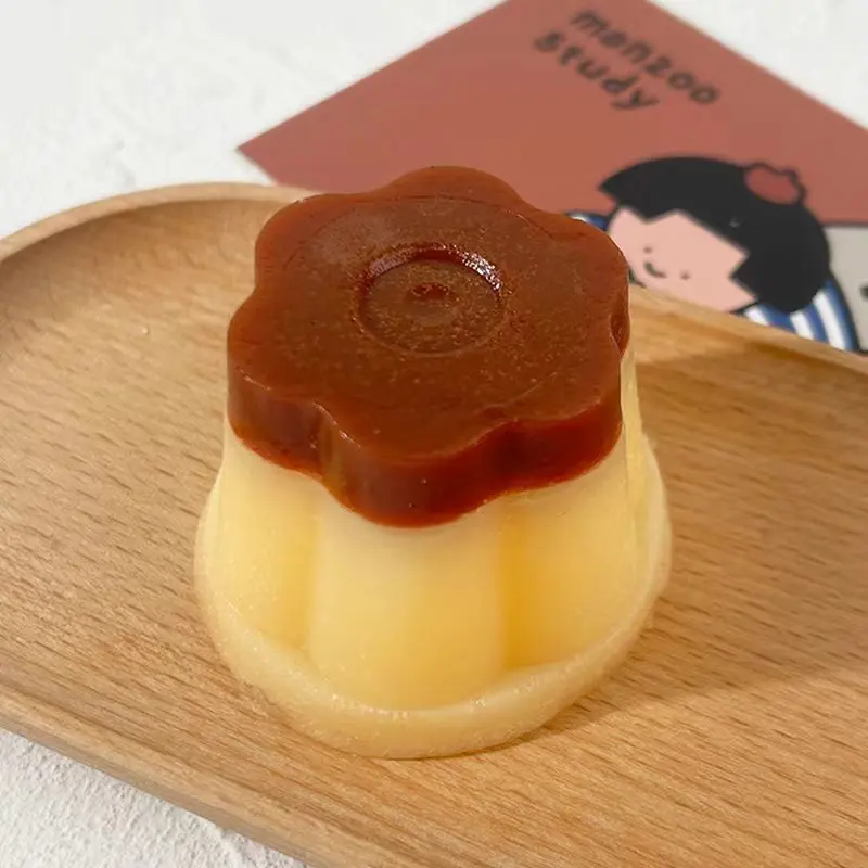 2024 Imitatie Karamel Pudding Dessert Nat Squishy Speelgoed Kawaii Kersenpudding Zacht Rubber Elastisch Jelly Speelgoed Meisje Cadeau Kids Speelgoed