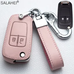 Leather Car Remote Key Case Full Cover Protector Holder Shell For Chevrolet Aveo Cruze Orlando Trax HU100 Keychain Accessories