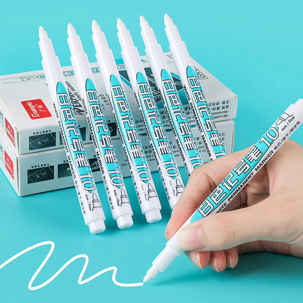 

12 Pcs Pen White Paint Pens Waterproof Plastic Craft Art Supplies Home Use Dry Waterproof Painting Pens Quickly