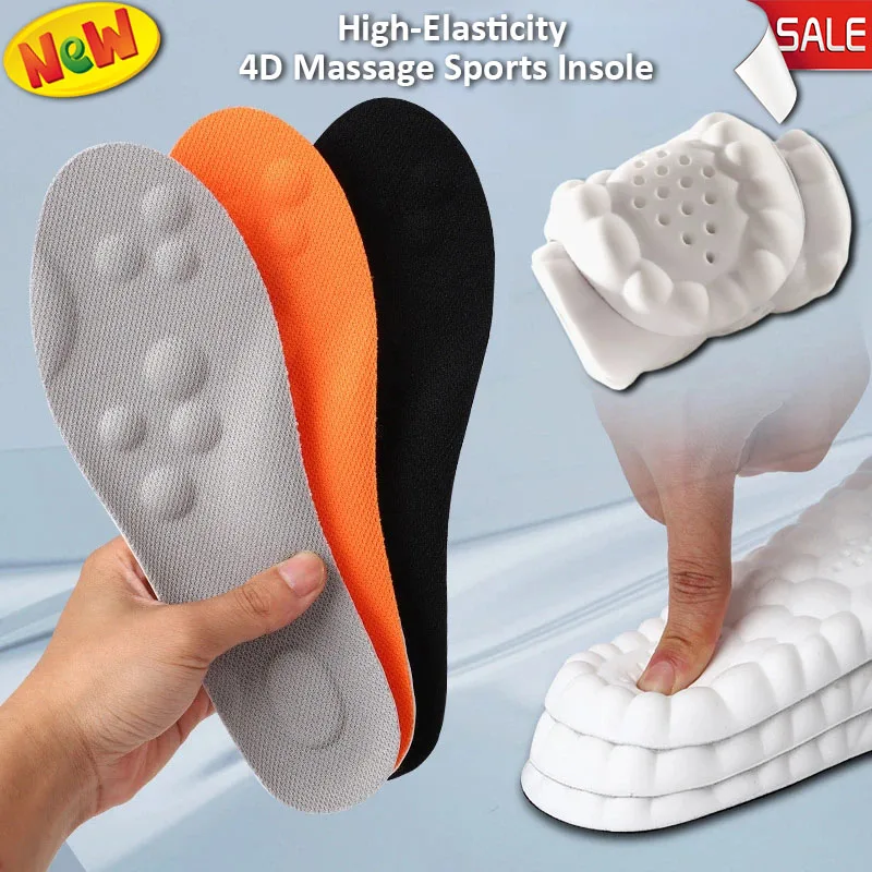 

4D Massage Shock Insoles Soft Sports Shoe Insole for Feet Running Baskets Shoes Sole Arch Support Orthopedic Breathable Inserts