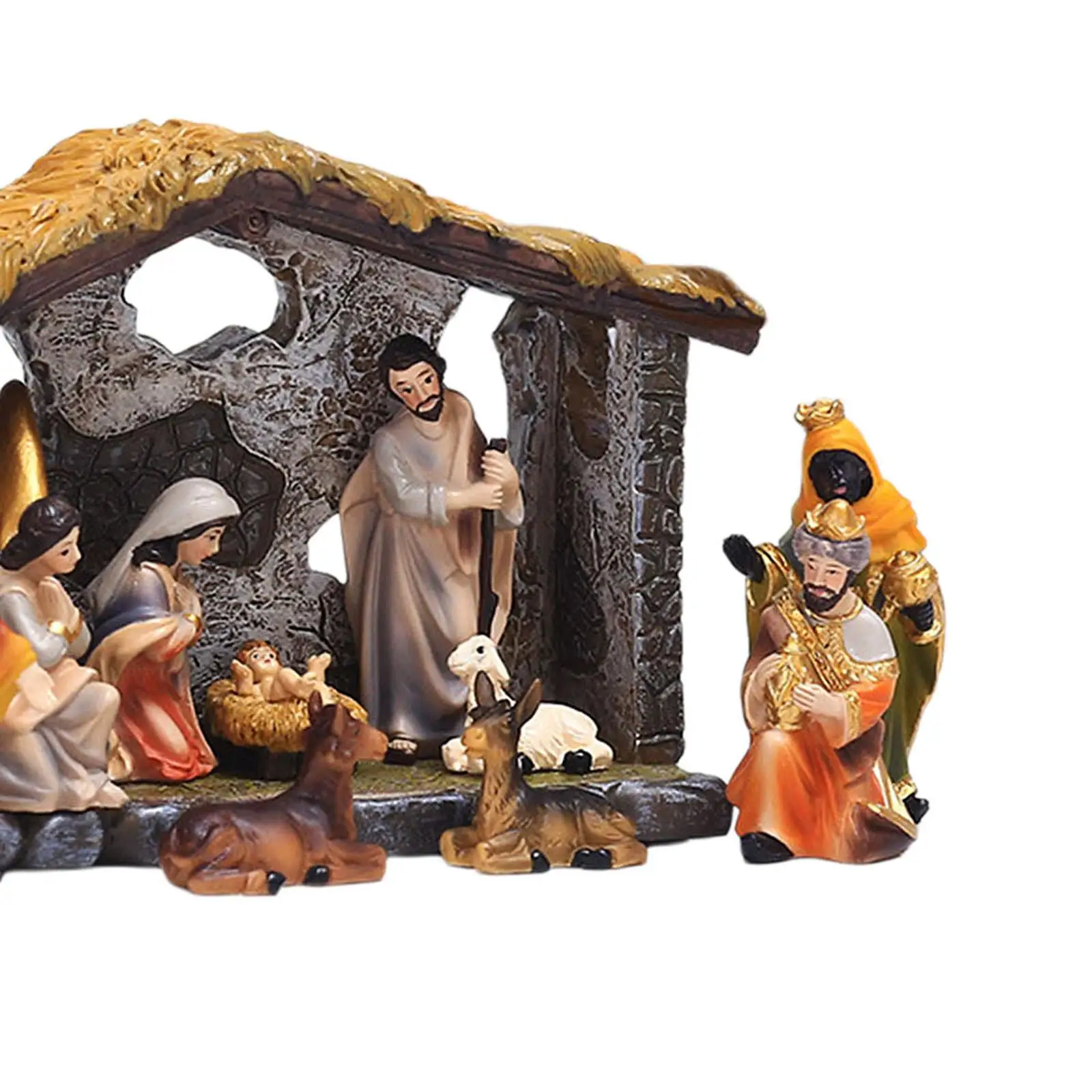 Amleso 12Pack Nativity Figurine Birth of Jesus Statues Set Religious Christian