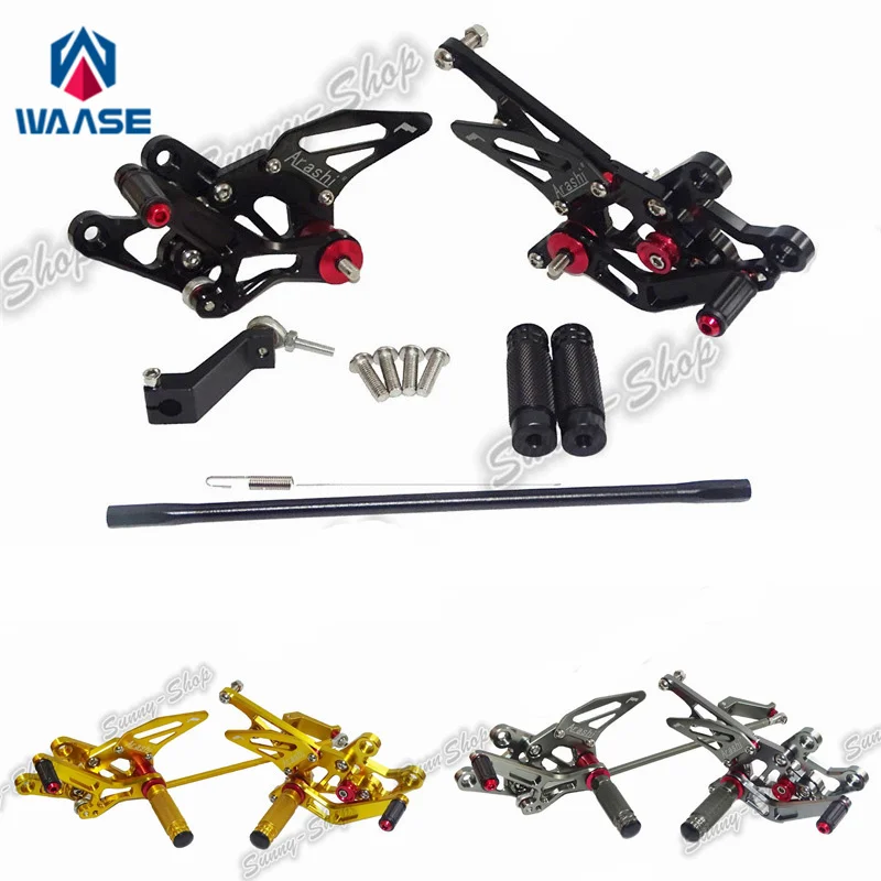 waase For Yamaha FZ1 Fazer 2006 2007 2008 2009 2010 2011 2012 2013 2014 2015 Adjustable Rider Rear Sets Rearset Foot Rest Pegs