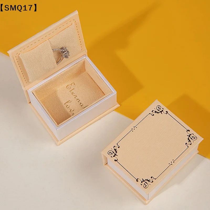 1PC Book-shaped Ring Box With Suede Fabric Lining Creative Flip Lid Magnetic Ring Holder Earrings Jewelry Case AccessorieSMQ