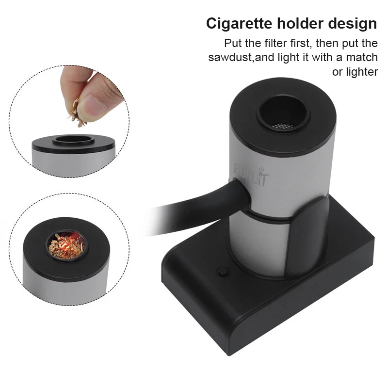 BORUiT Portable Food Cold Smoke Generator Molecular Cuisine Smoking Gun Meat Burn Smokehouse Cooking for Grill Smoker Wood