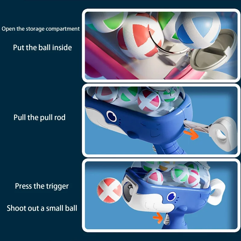Parent-niño interactivo para interiores y exteriores, rompecabezas de competición de tiro, juguetes, ballena, pistola de pelota pegajosa para niños