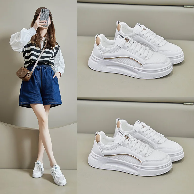 

Новинка 202, женские белые кроссовки, весенне-осенние туфли с круглым носком, универсальная повседневная удобная женская обувь на плоской подошве со шнуровкой, Zapatos Mujer