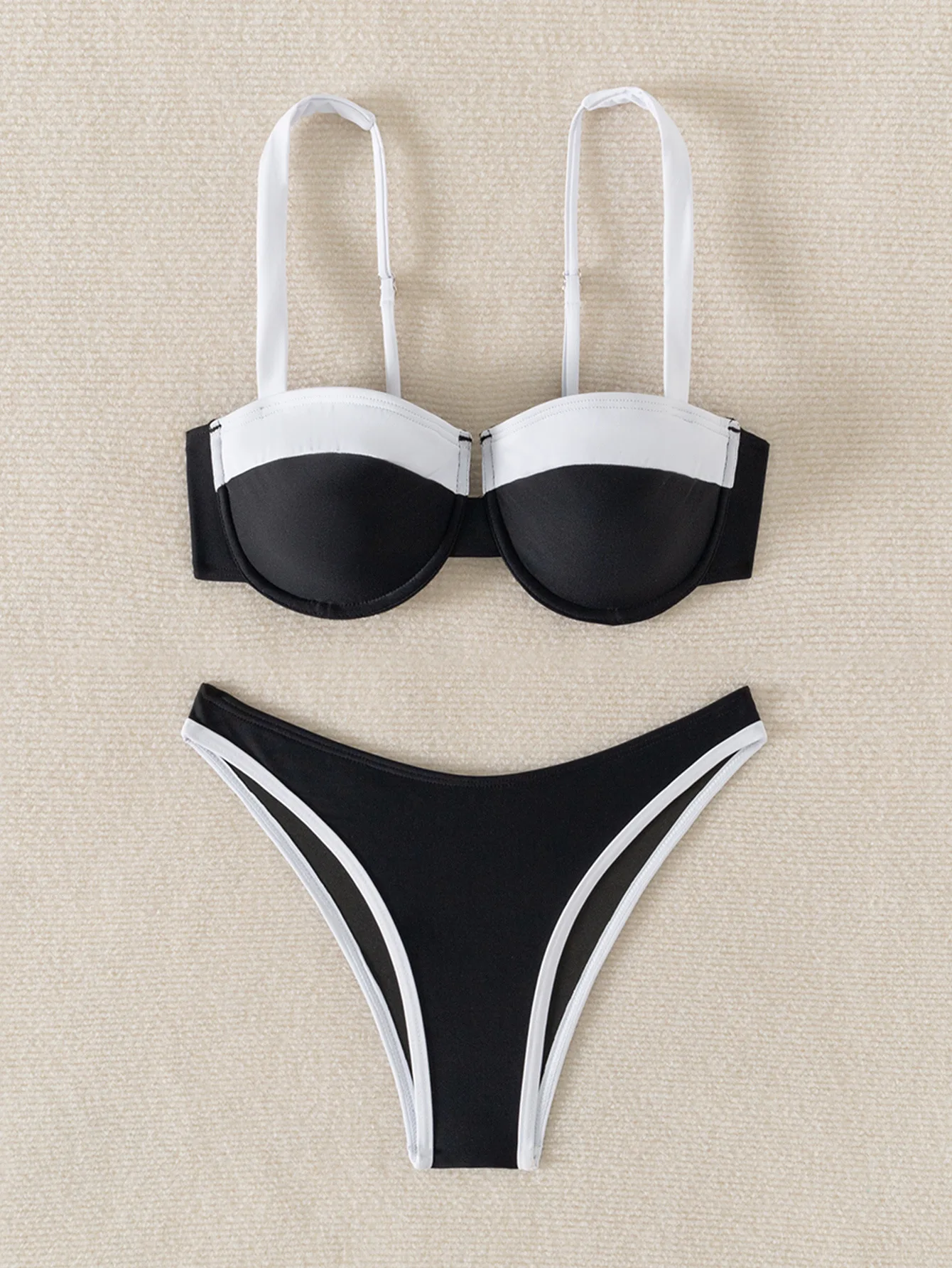 2025 Women's 2-piece Swimsuit Sexy Underwire Push Up Bikini Set Suspender Backless Beach Vacation Bathing Suit Summer Swimwear