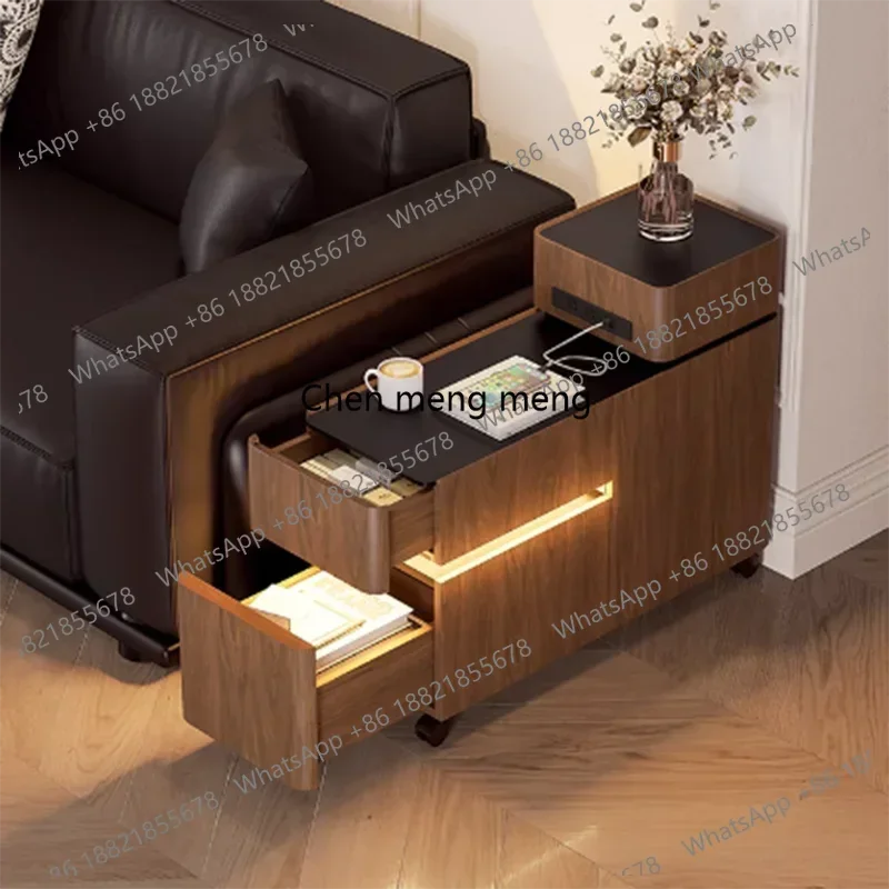 M182 Outlets Wheels Italian End Table Drawer European Lamp Outlets Design Living Room Side Table Corner Modern Salontafel Furnit