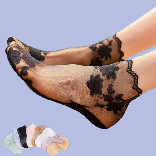 

Socks women's Lace Transparent Lolita Invisible Summer Thin Non-slip Short Ankle Black Low Cut Boat Sock