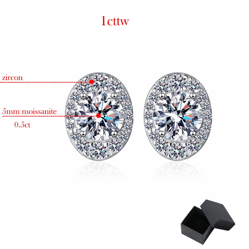 Smyoue 1cttw D Color Moissanite Stud Earrings for Women Oval Design Sparkling Lab Diamond 925 Sterling Silver Jewelry Wholesale
