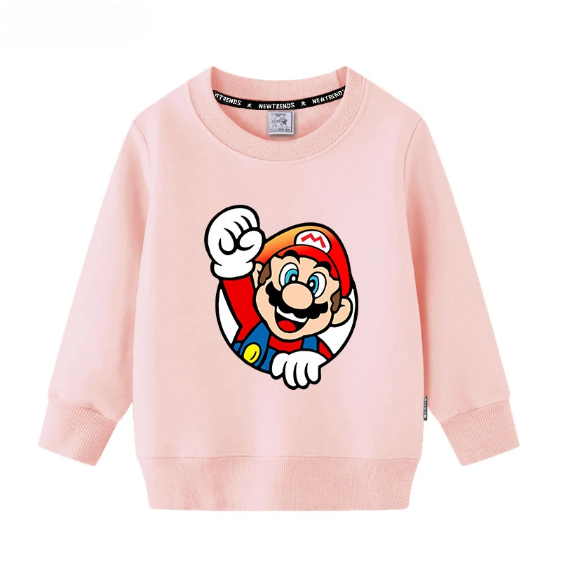 New Style Super Mario Cartoon Game Peripheral Children's Hoodies Spring and Autumn Boys and Girls Round Neck Pullover Sweater